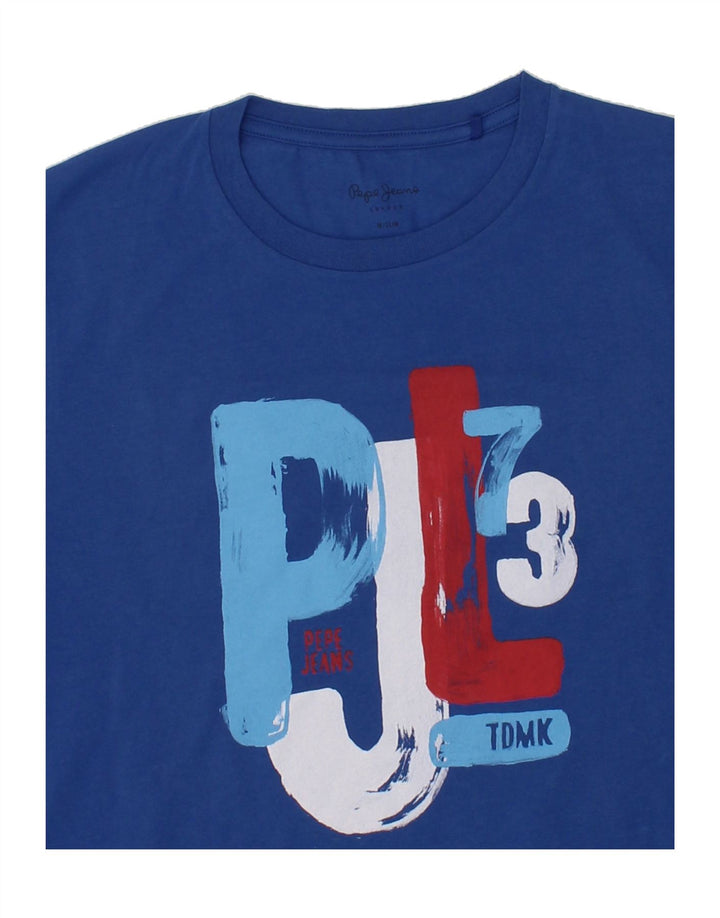 PEPE JEANS Mens Graphic T-Shirt Top Medium Blue Cotton Vintage PEPE Jeans and Second-Hand PEPE Jeans from Messina Hembry 