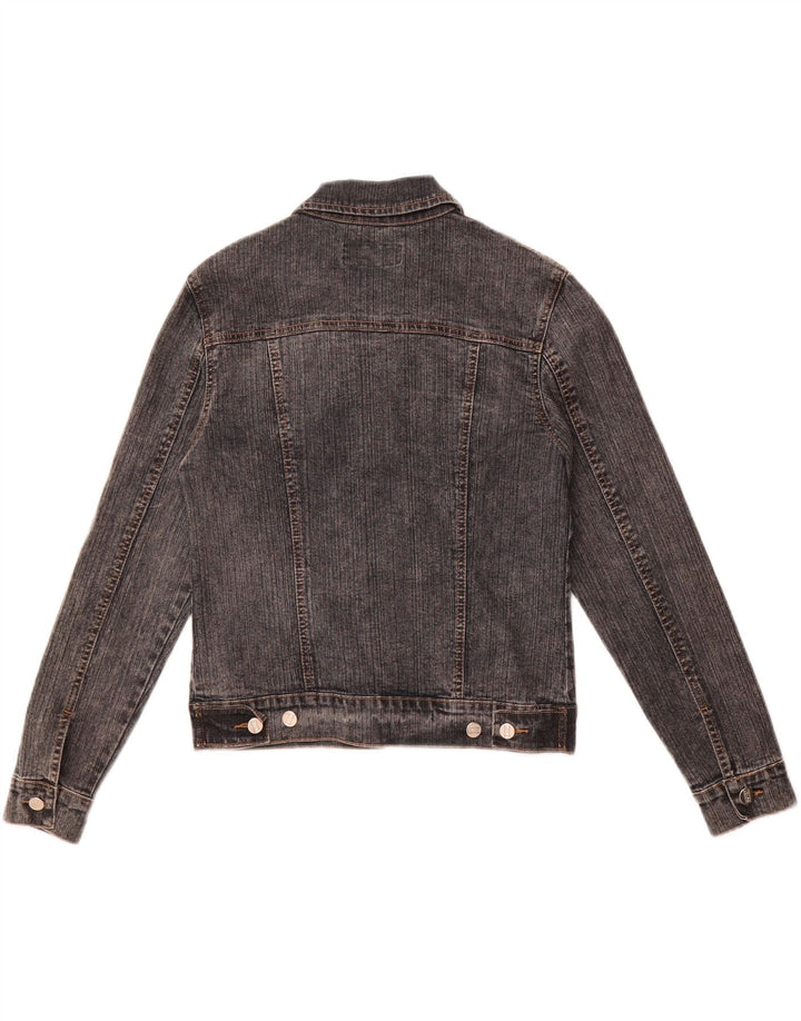 Винтажная женская укороченная джинсовая куртка UK 12, хлопок среднего серого цвета