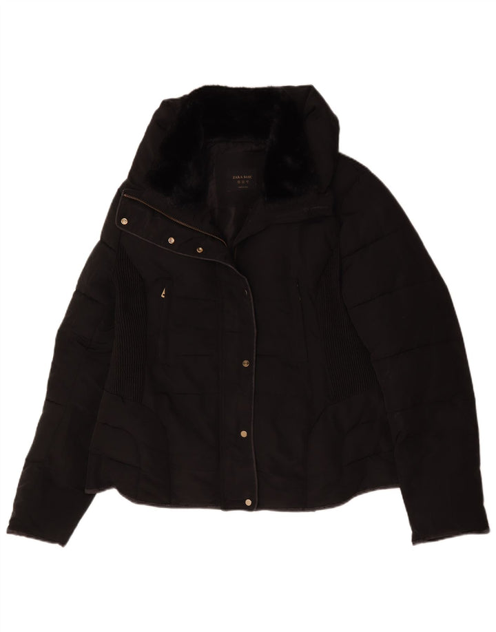 Женская укороченная стеганая куртка Zara UK 20 2XL, черный полиэстер
