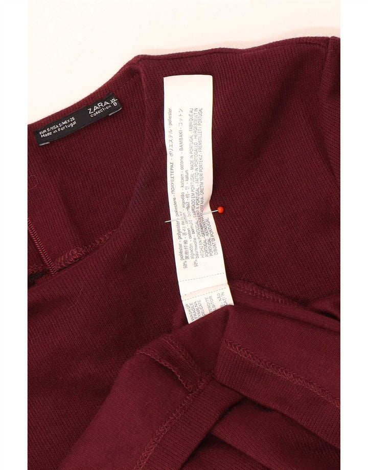 Женское платье-футляр Zara с длинными рукавами UK 8, маленький бордовый полиэстер