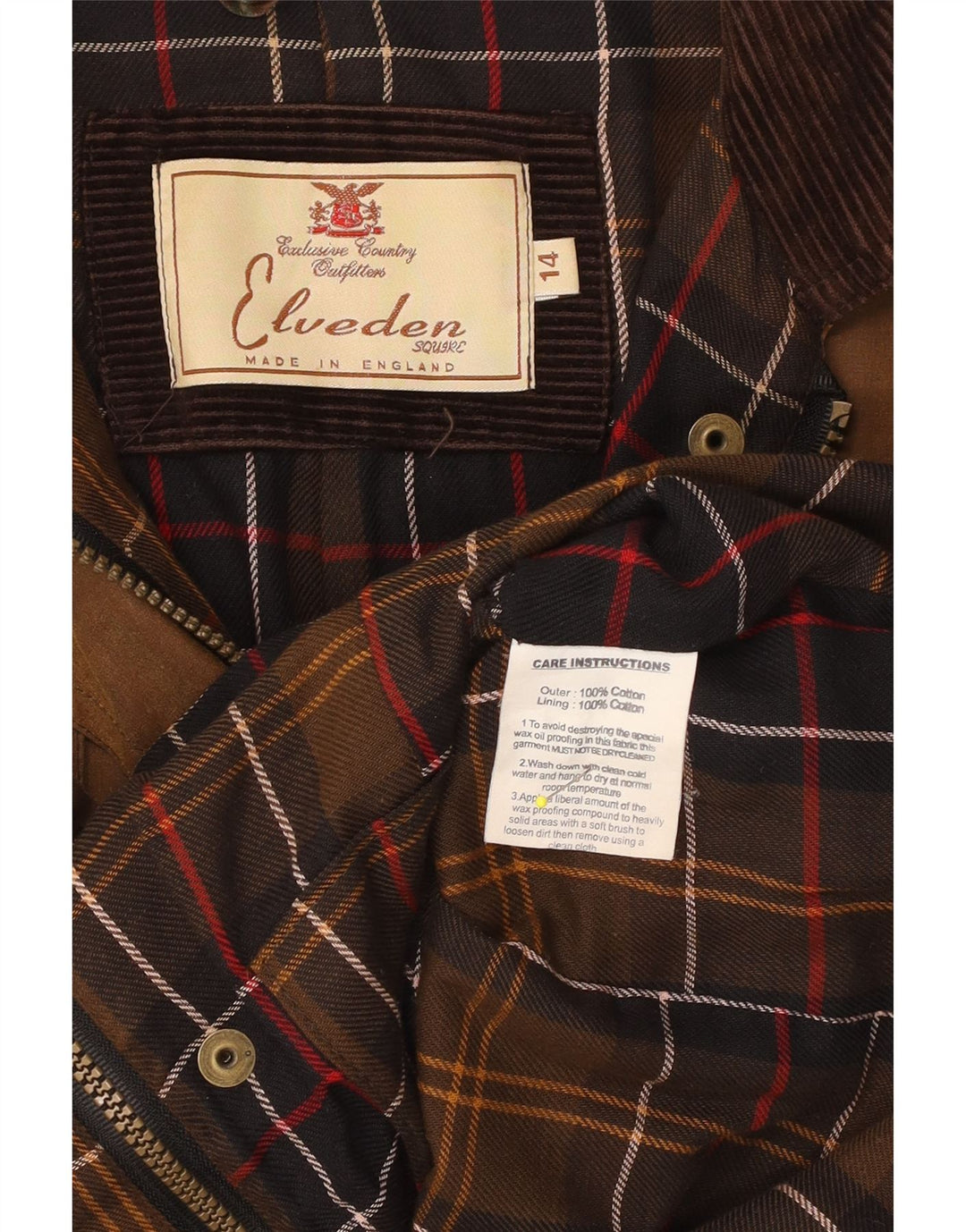 ВИНТАЖНАЯ женская куртка из вощеного хлопка UK 14, большой коричневый хлопок