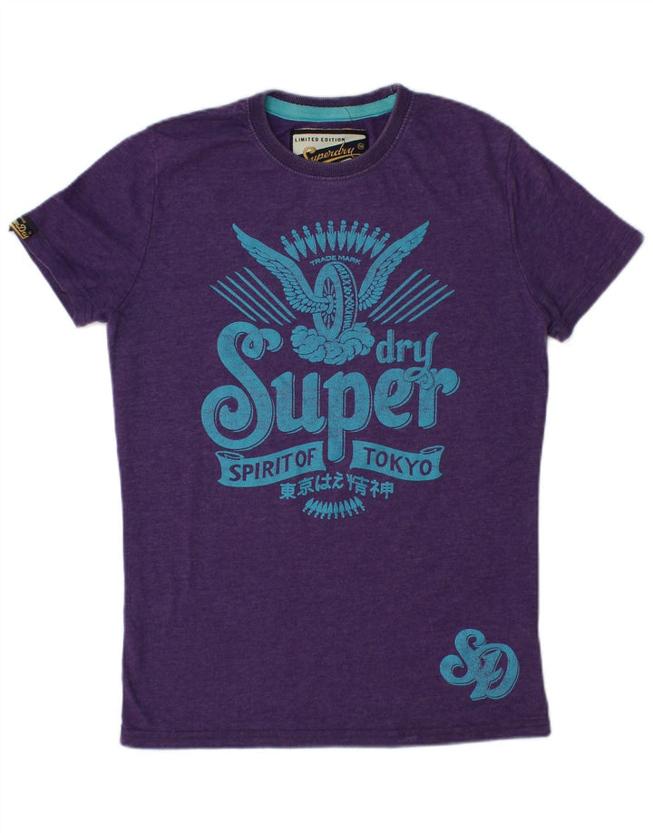 SUPERDRY Женская футболка с рисунком Top UK 12, средний фиолетовый хлопок
