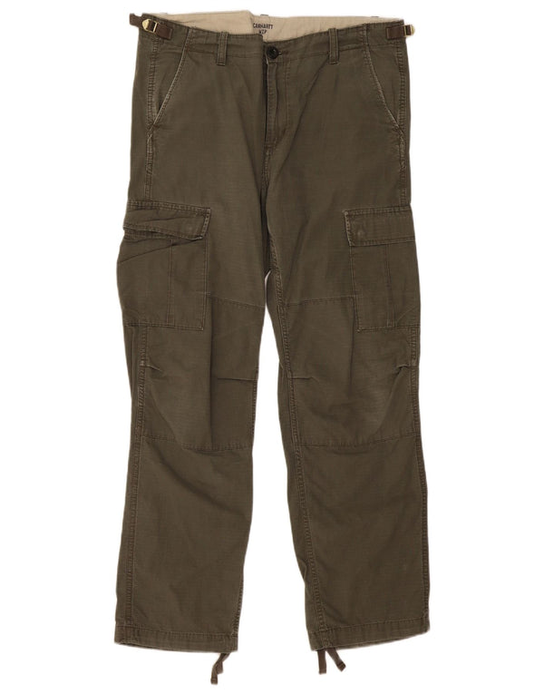 Carhartt Мужские прямые брюки карго W33 L30 Хаки в полоску из хлопка