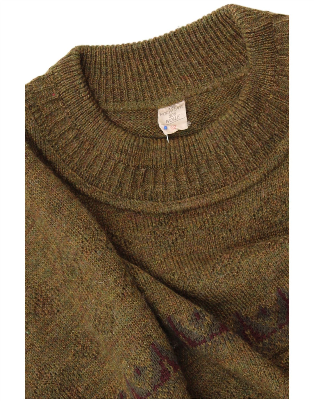 Женский джемпер с круглым вырезом VINTAGE IT 52 2XL Зеленый с геометрическим рисунком