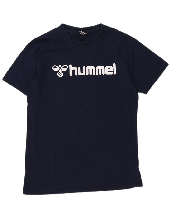 HUMMEL Мужская футболка с рисунком Топ среднего размера, темно-синий, хлопок