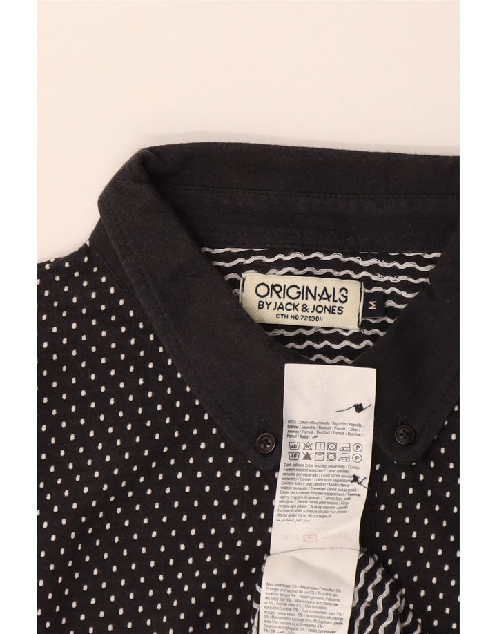 Мужская рубашка-поло Jack & Jones среднего размера, темно-синяя, пятнистая, хлопковая