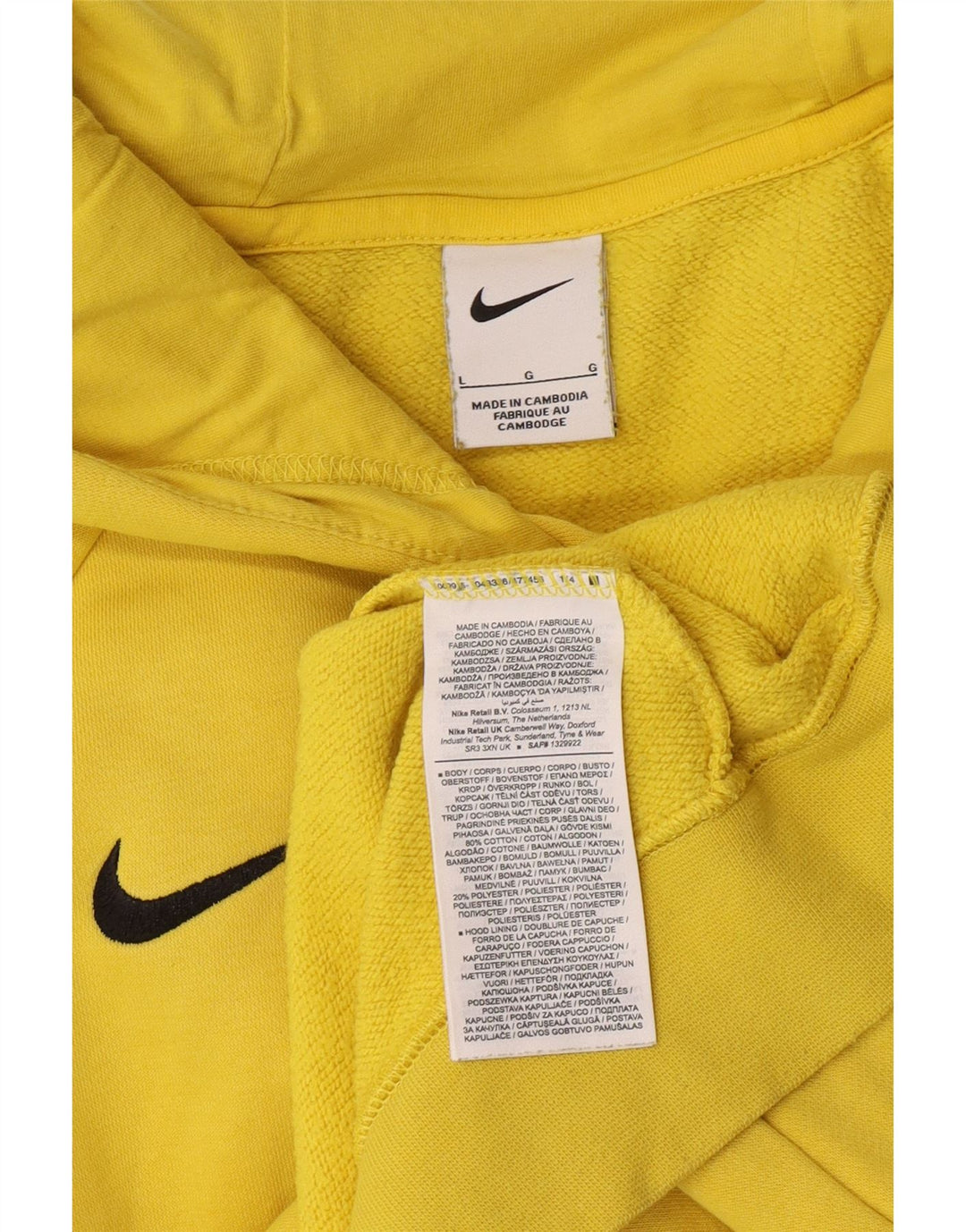 Мужской джемпер с капюшоном Nike, большой желтый, хлопок