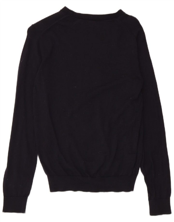 Женский свитер с вырезом «лодочка» REISS UK 12, средний темно-синий, шерсть