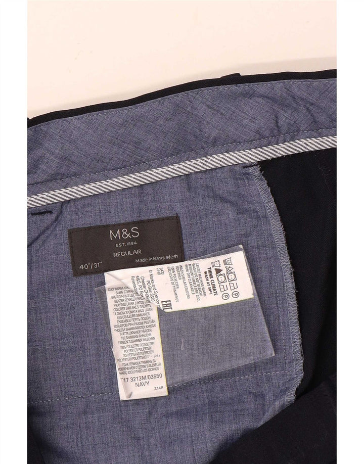 Мужские прямые классические брюки Marks & Spencer W40 L31 темно-синие