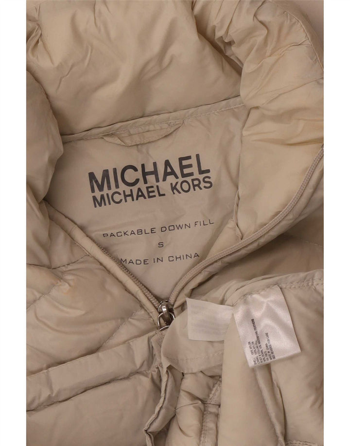 Женская стеганая куртка Michael Kors UK 10, маленькая, бежевый, нейлон