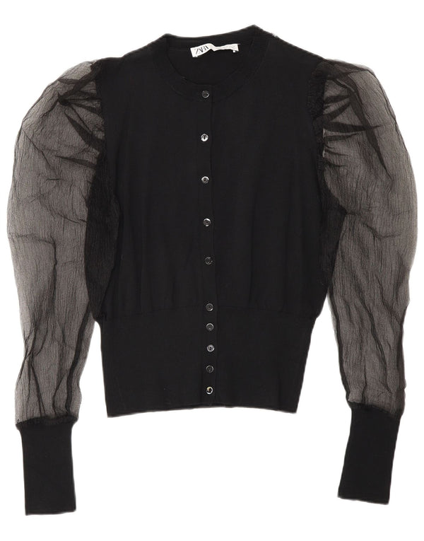 Zara Womens Cardigan Top Medium Black Viscose