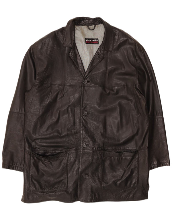 PIERRE CARDIN Мужская кожаная куртка IT 58 4XL Черная кожа