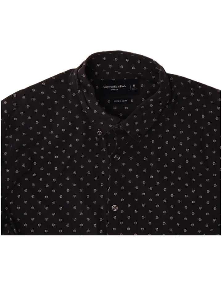 ABERCROMBIE & FITCH Mens Slim Shirt Medium Black Geometric Cotton