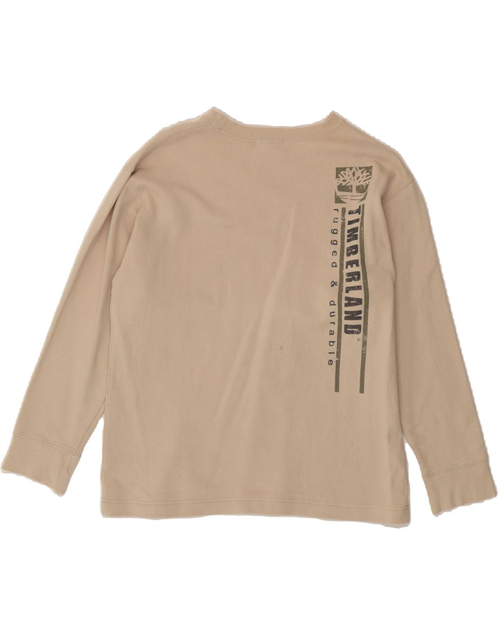 TIMBERLAND Womens Graphic Sweatshirt Jumper UK 12 Medium  Beige Cotton Vintage Timberland and Second-Hand Timberland from Messina Hembry 