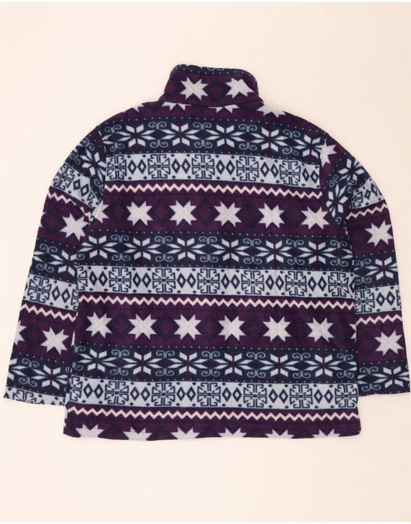 ВИНТАЖНАЯ Женская Флисовая Куртка UK 22 3XL Фиолетовая Вискоза Fair Isle