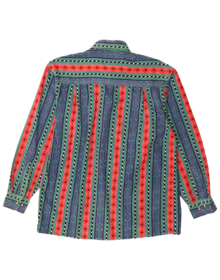 Мужская фланелевая рубашка VINTAGE, размер 38, хлопок, средняя синяя полоска