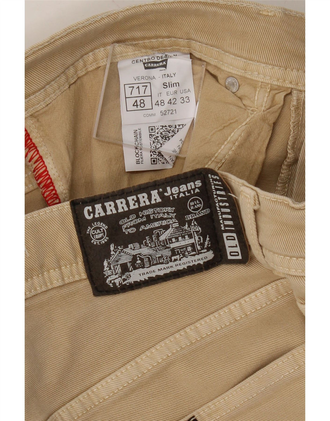 CARRERA Mens 717 Slim Jeans IT 48 Medium W33 L33 Beige Cotton Vintage Carrera and Second-Hand Carrera from Messina Hembry 