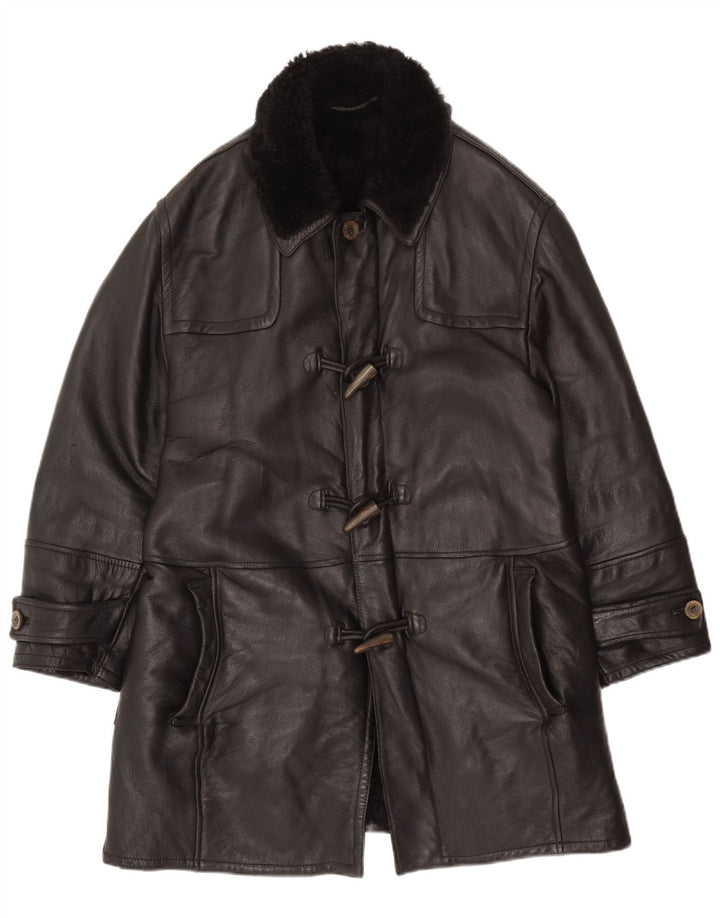 Винтажное мужское пальто из овчины IT 52 XL, черное из овчины