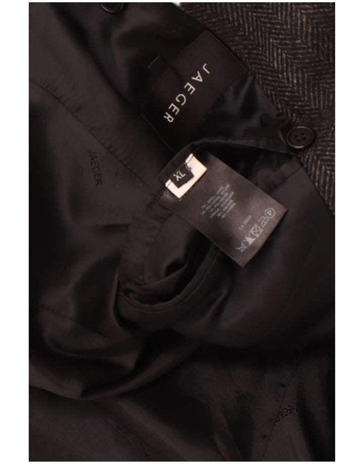 Мужское полупальто JAEGER UK 42 XL, серое, с узором «елочка», шерсть