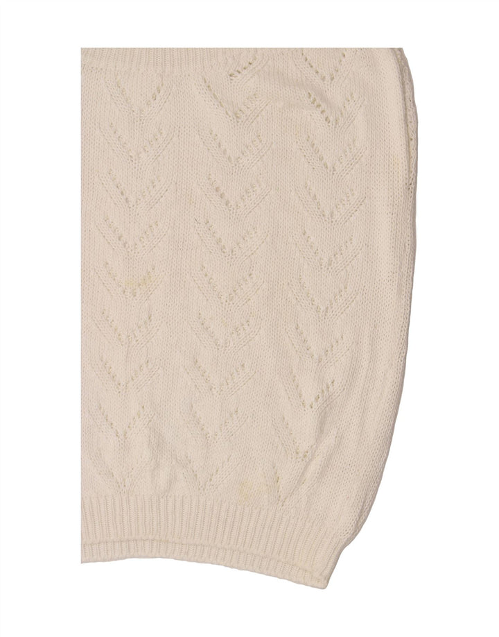 VINTAGE Womens Oversized Boat Neck Jumper Sweater UK 10 Small White Vintage Vintage and Second-Hand Vintage from Messina Hembry 
