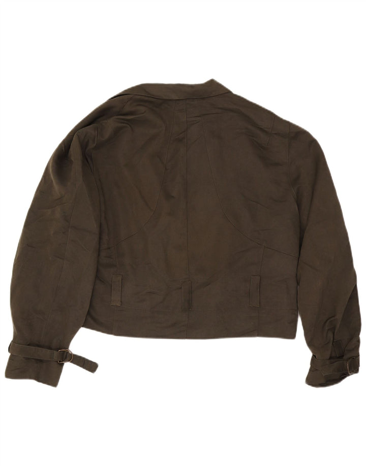 Винтажная женская укороченная двубортная куртка UK 18 XL из вискозы цвета хаки