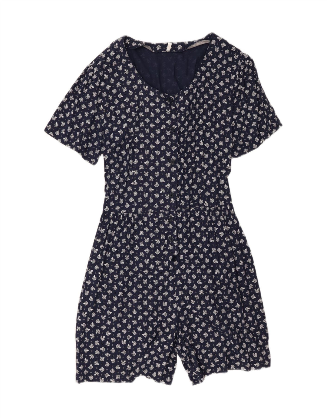 Винтажный женский комбинезон UK 20 2XL, темно-синий, вискоза с цветочным принтом