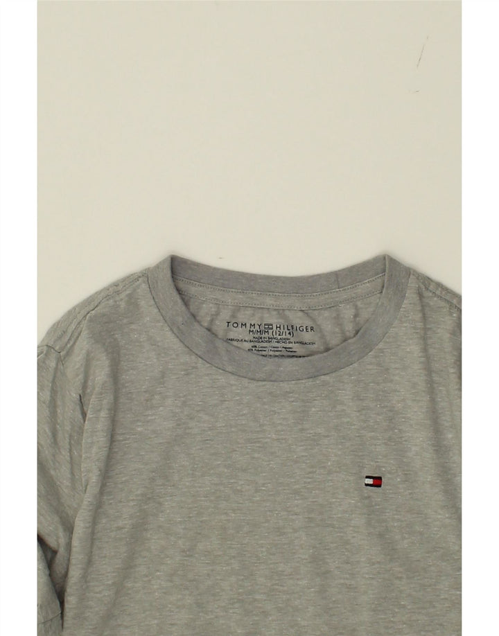 TOMMY HILFIGER Boys Graphic Top Long Sleeve 12-13 Years Medium Grey Cotton Vintage Tommy Hilfiger and Second-Hand Tommy Hilfiger from Messina Hembry 