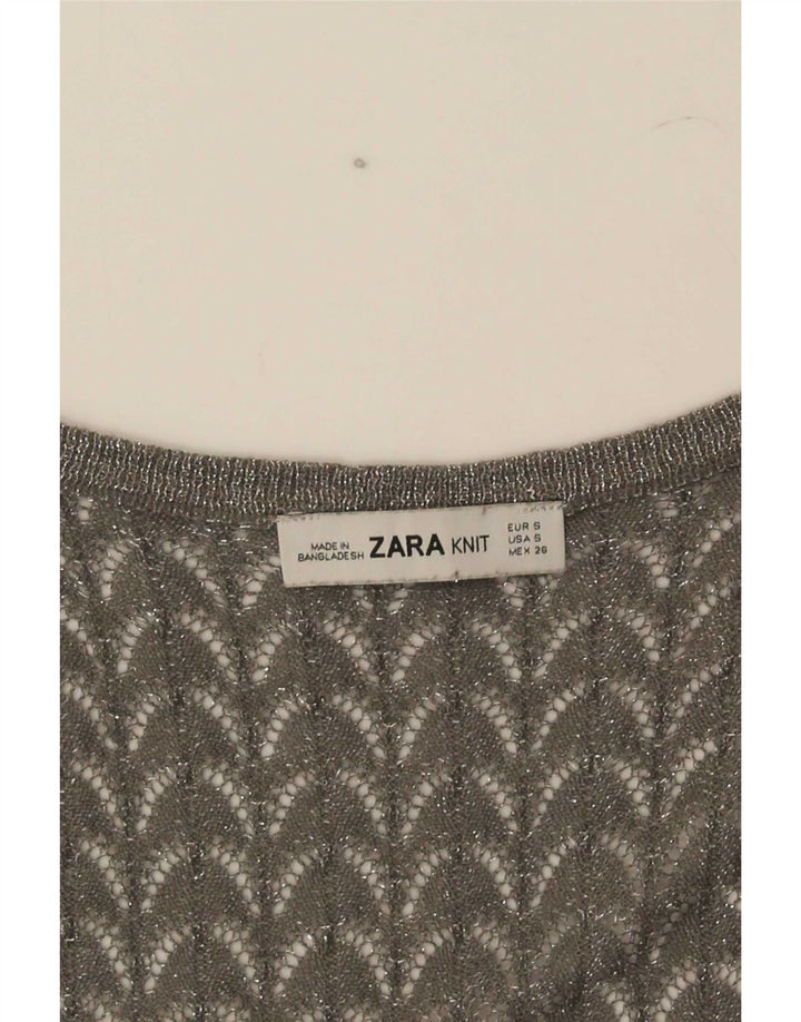 Женский жилет крючком Zara UK 8, маленький серый