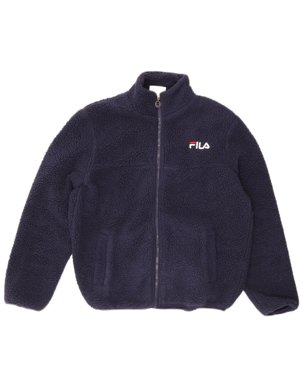 FILA Женская флисовая куртка оверсайз с графическим рисунком UK 6 XS Темно-синий полиэстер