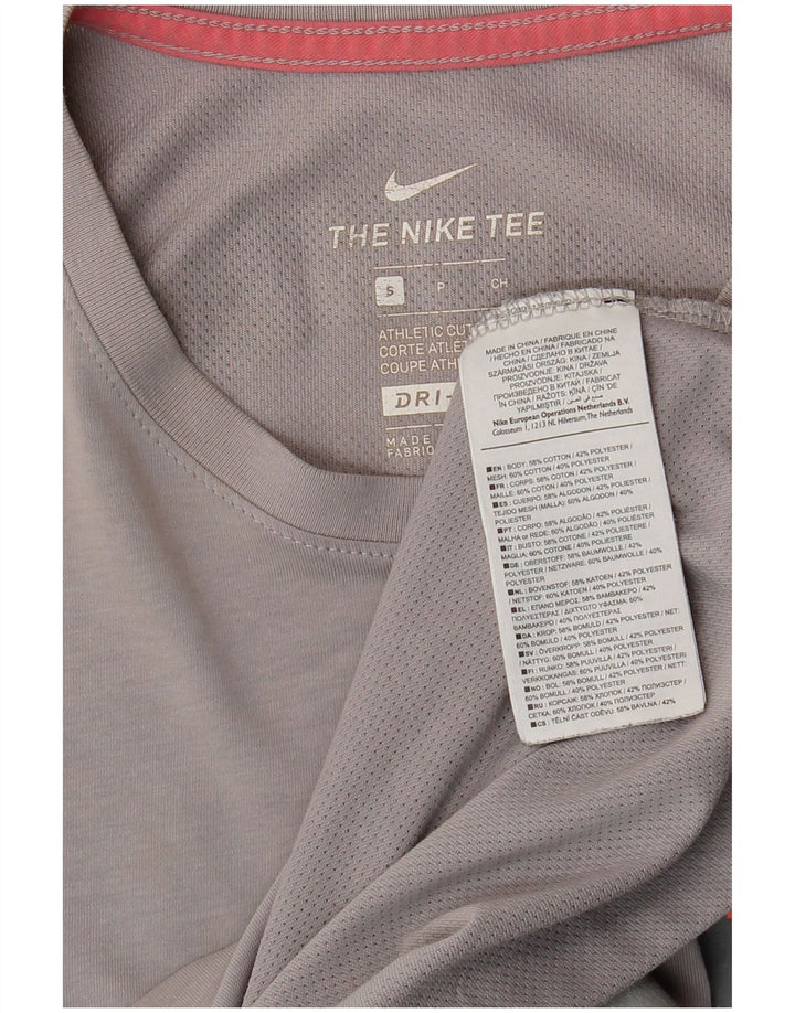 Мужской топ с графическим рисунком Nike Dri Fit, маленький серый хлопок с длинными рукавами