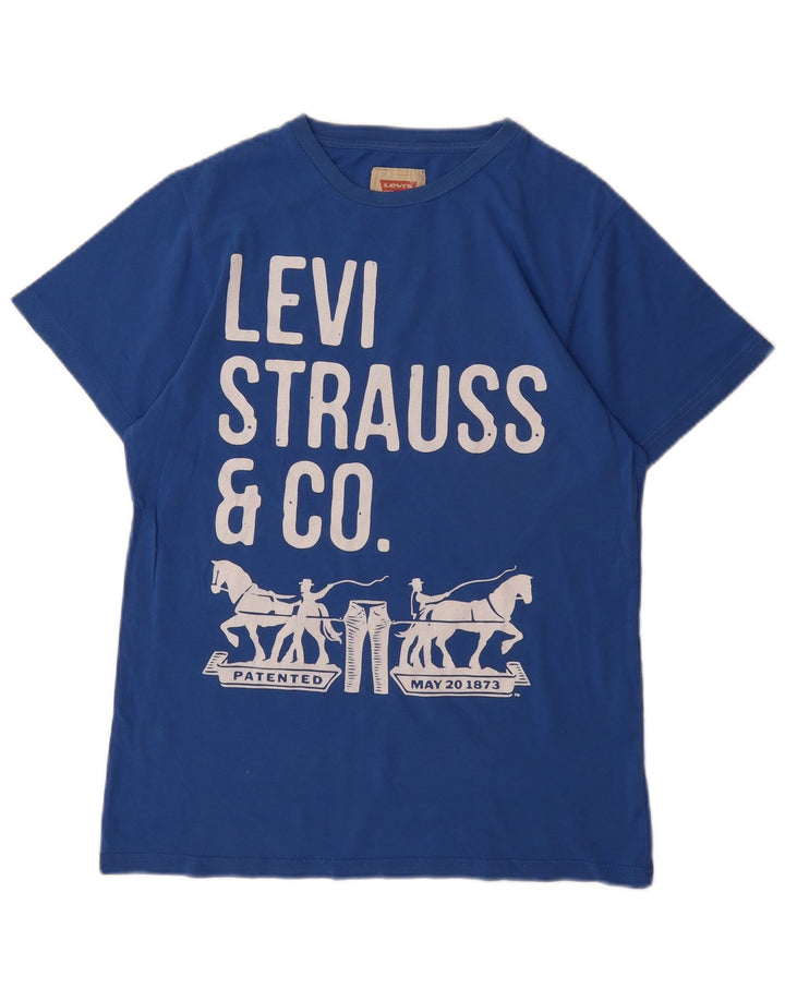 Футболка с рисунком LEVI'S для мальчиков, топ 15-16 лет, синяя, хлопок