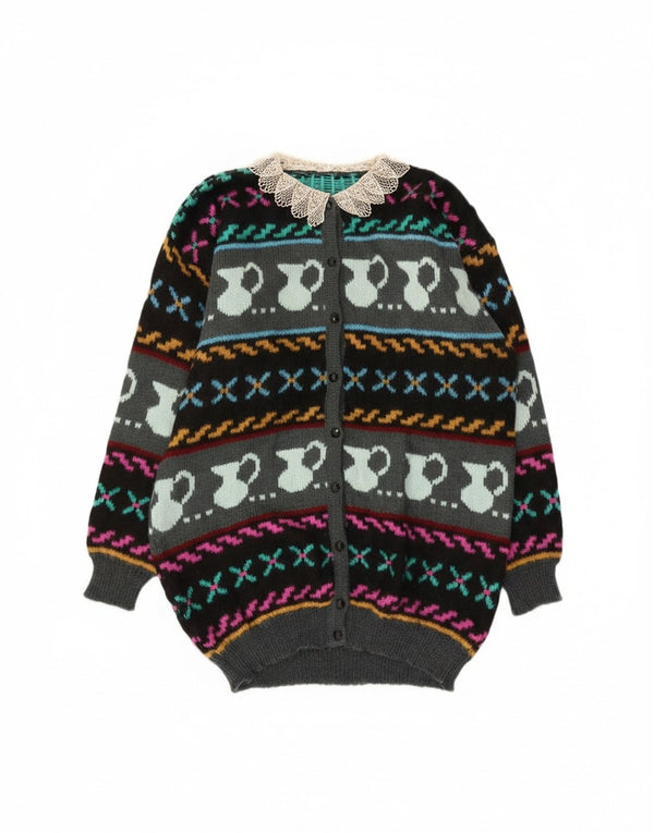 Винтажный женский кардиган с абстрактным узором, Великобритания, 10 маленьких разноцветных свитеров