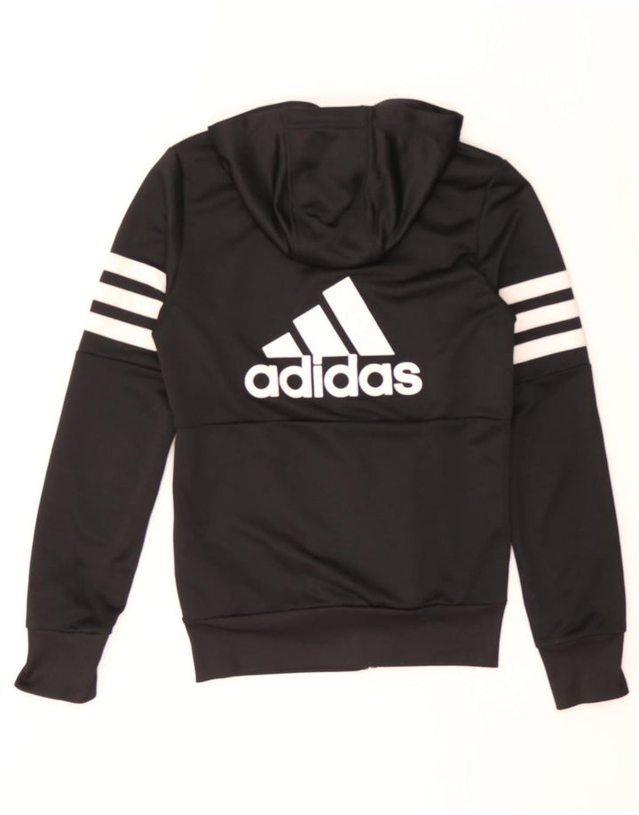 ADIDAS Boys Graphic Zip Hoodie Sweater 13-14 Years Black Polyester Vintage Adidas and Second-Hand Adidas from Messina Hembry 