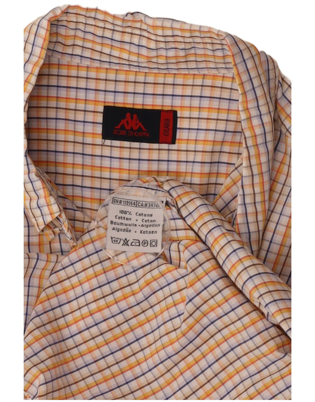 Мужская рубашка Kappa с коротким рукавом 2XL, разноцветная клетка, хлопок