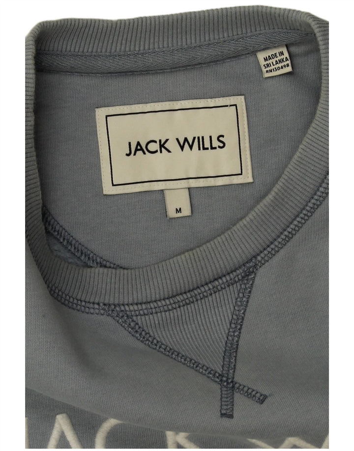 Мужской свитшот с рисунком Jack Wills, хлопковый джемпер среднего синего цвета