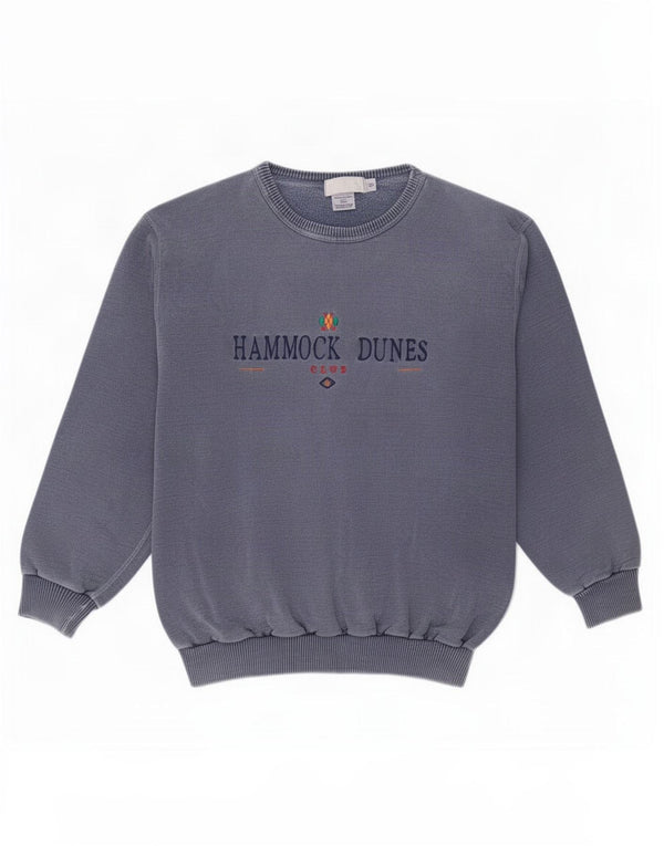 Vintage Mens Graphic Relaxed Fit Sweatshirt Jumper Small Navy Blue Cotton