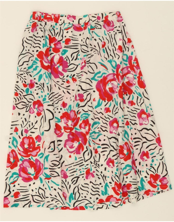 SEARS Womens A-Line Skirt W32 Large White Floral Polyester Vintage Sears and Second-Hand Sears from Messina Hembry 