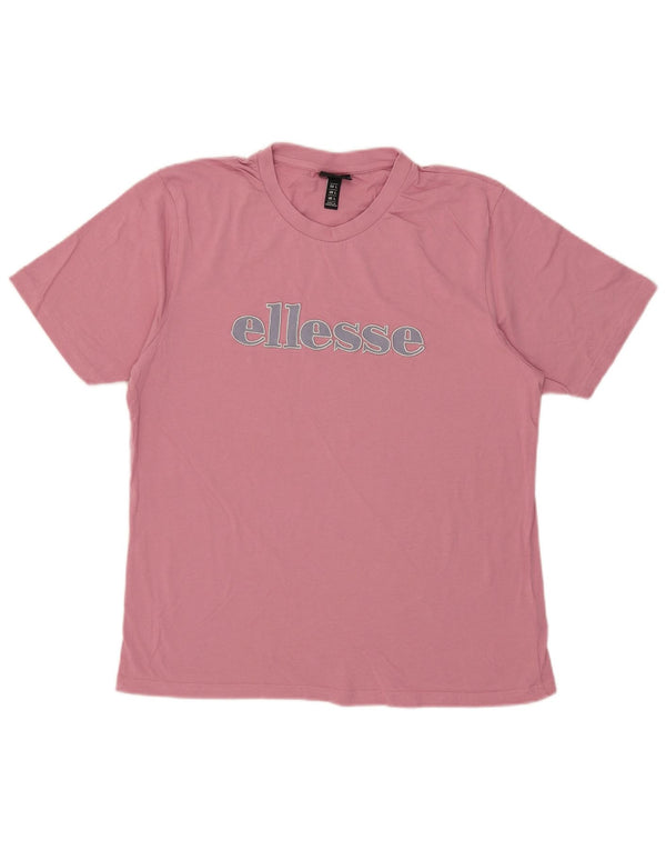 Женская футболка с рисунком Ellesse Top UK 16, большой розовый хлопок