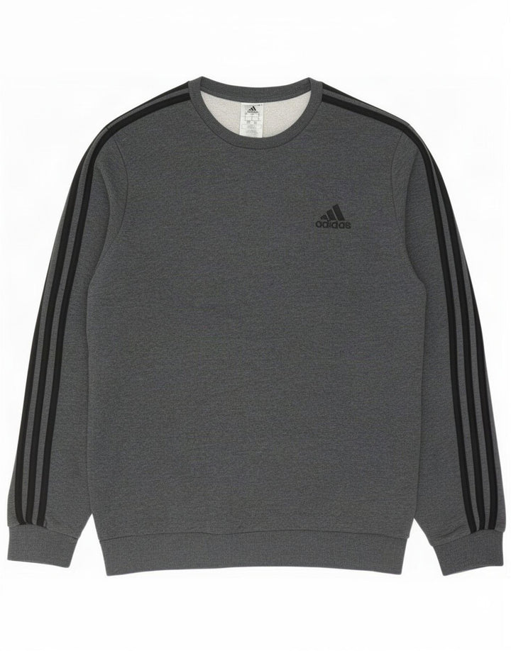 Мужской свитер Adidas, большой серый хлопковый джемпер