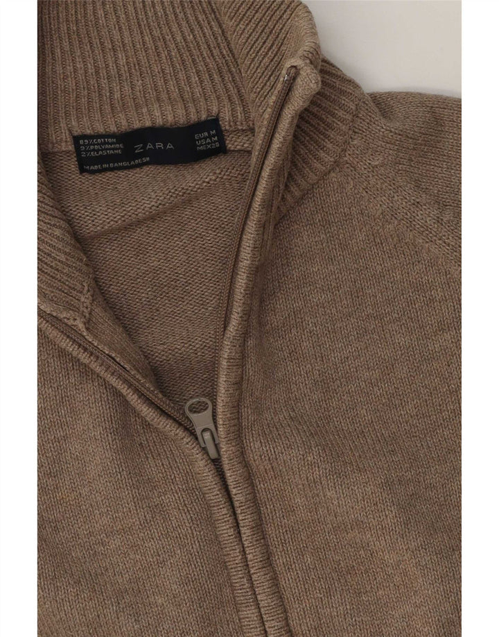 Женский кардиган Zara UK 14, хлопковый средний серый цвет