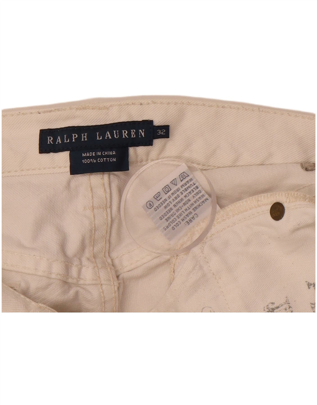 RALPH LAUREN Womens Straight Jeans W32 L31 White Cotton