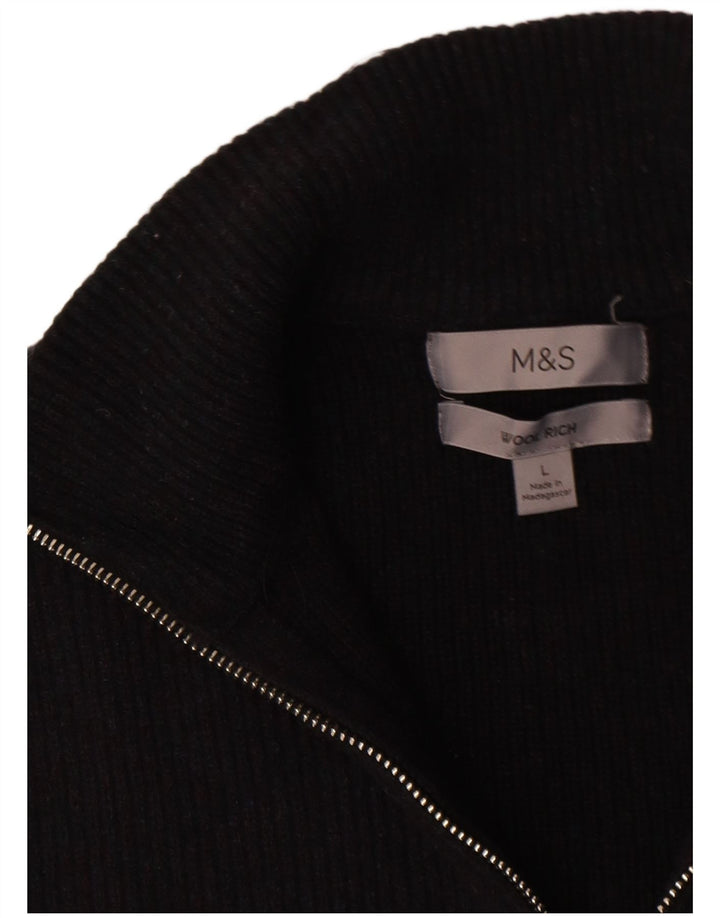 Мужской кардиган Marks & Spencer, большой темно-синий шерстяной свитер