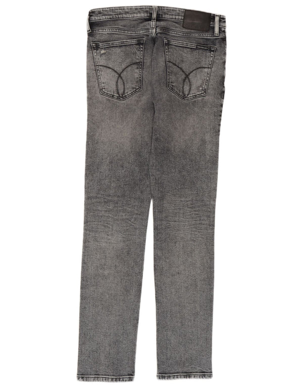 Женские рваные зауженные прямые джинсы Calvin Klein W30 L32, серый хлопок