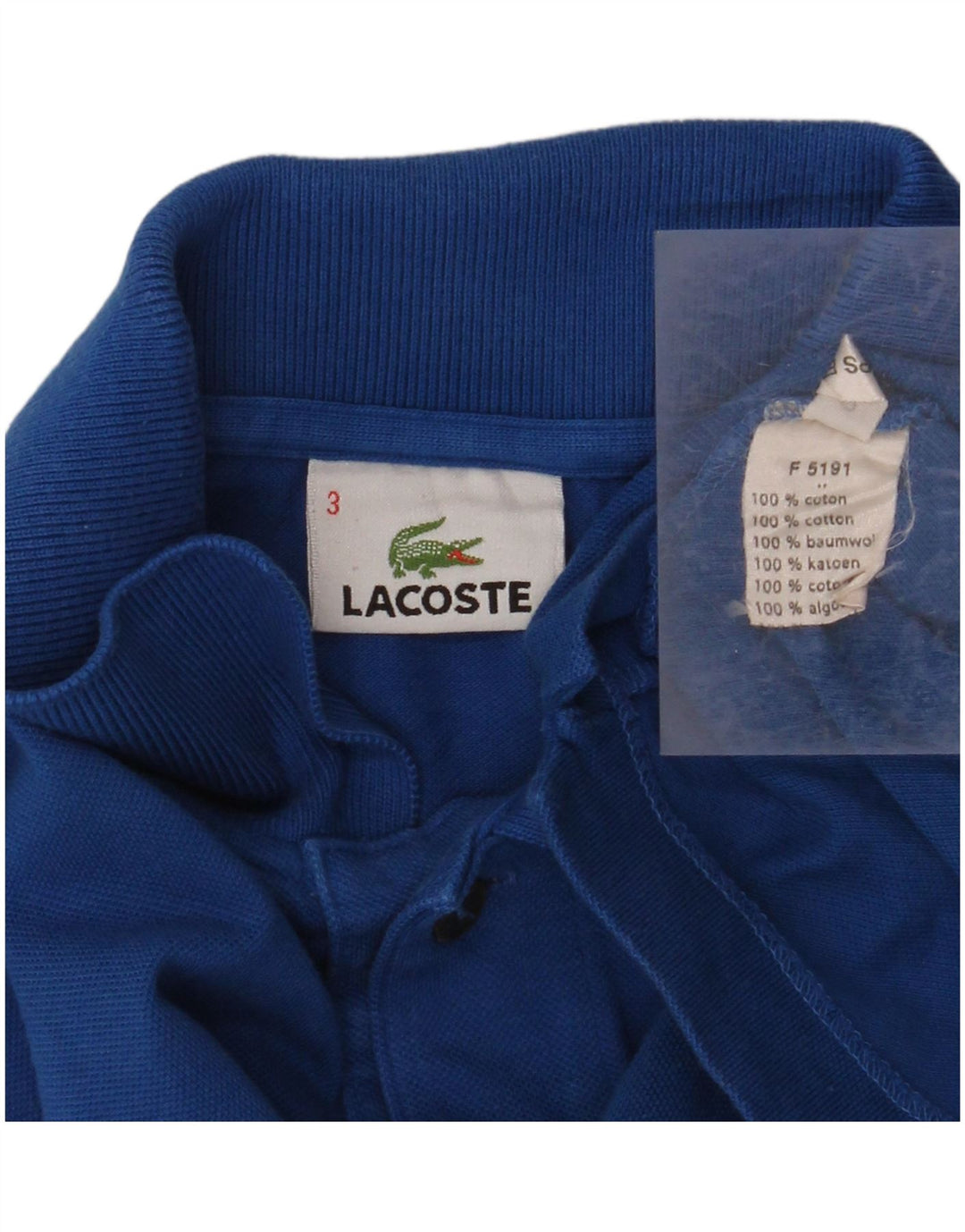 Мужская рубашка-поло с длинным рукавом LACOSTE, размер 3, маленькая, синяя, хлопок