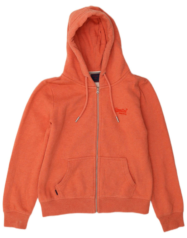 Женский свитер с капюшоном на молнии большого размера Superdry UK 12, хлопок среднего размера, оранжевый