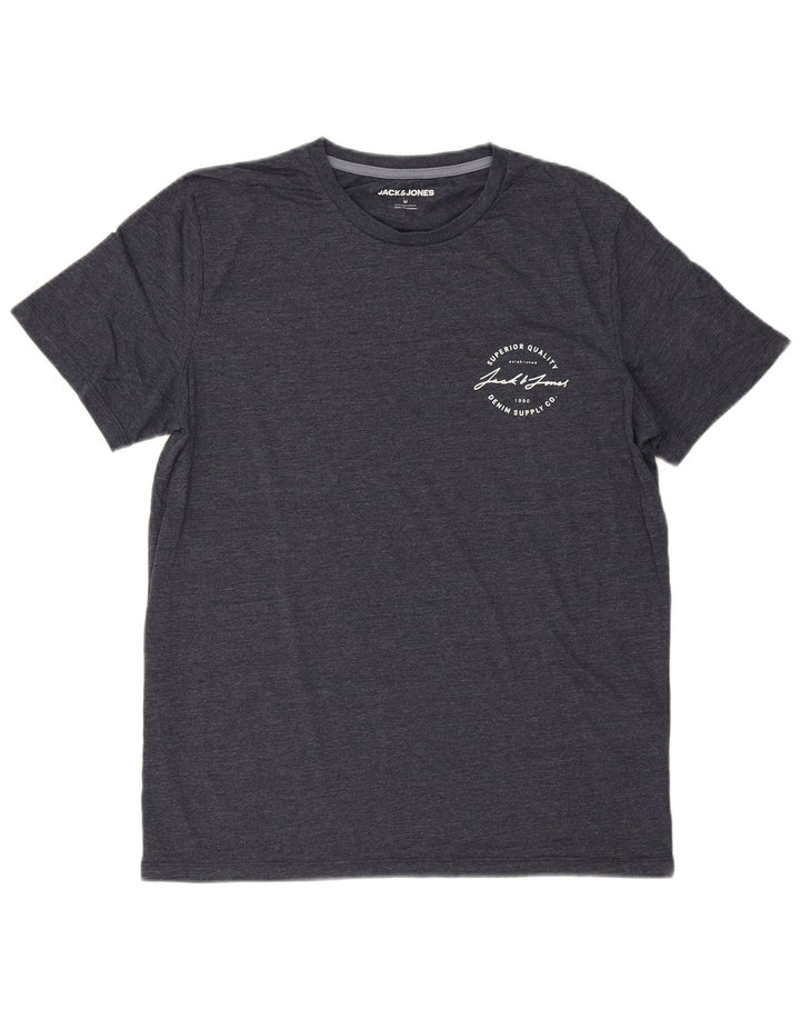 Мужская футболка Jack & Jones Top среднего размера, темно-синяя, хлопок
