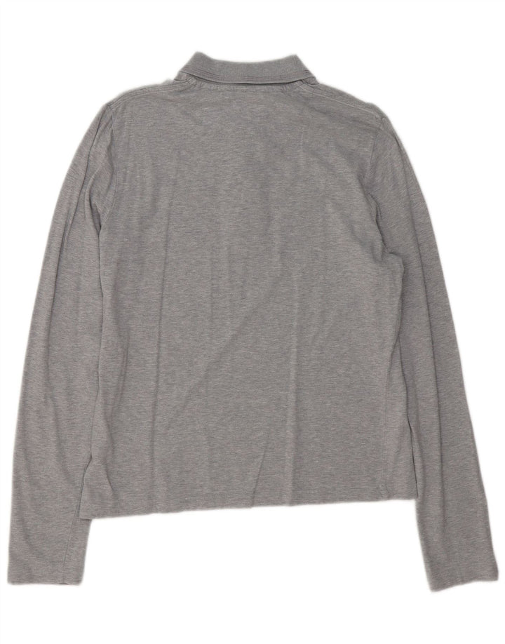 JACOB COHEN Мужская рубашка поло с длинным рукавом среднего серого цвета в крапинку, хлопок