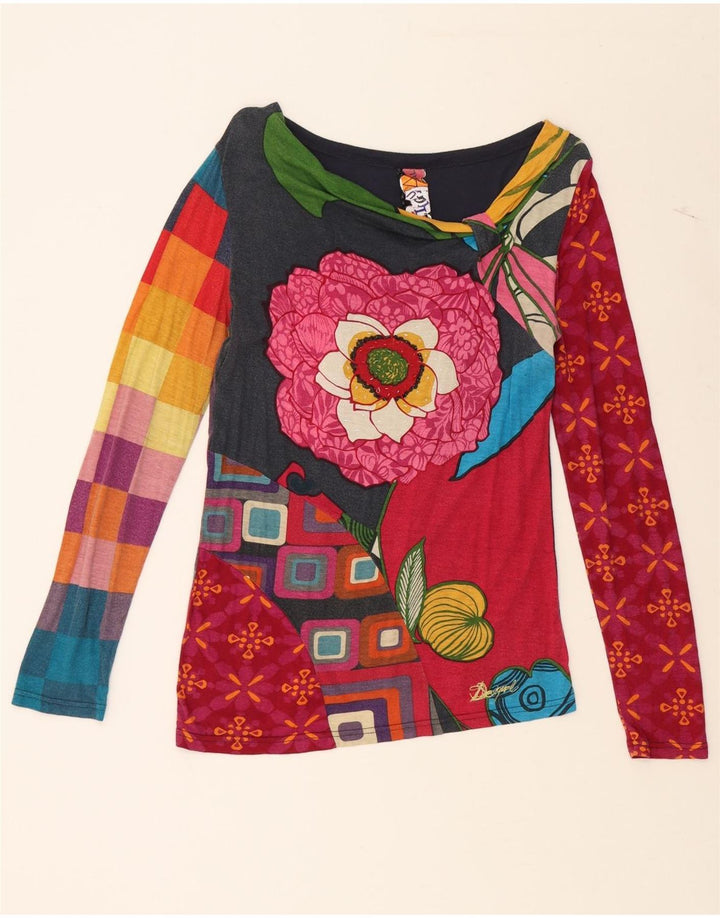 DESIGUAL Женский топ с абстрактным узором и графикой, длинный рукав, Великобритания, 10 маленьких красных цветов