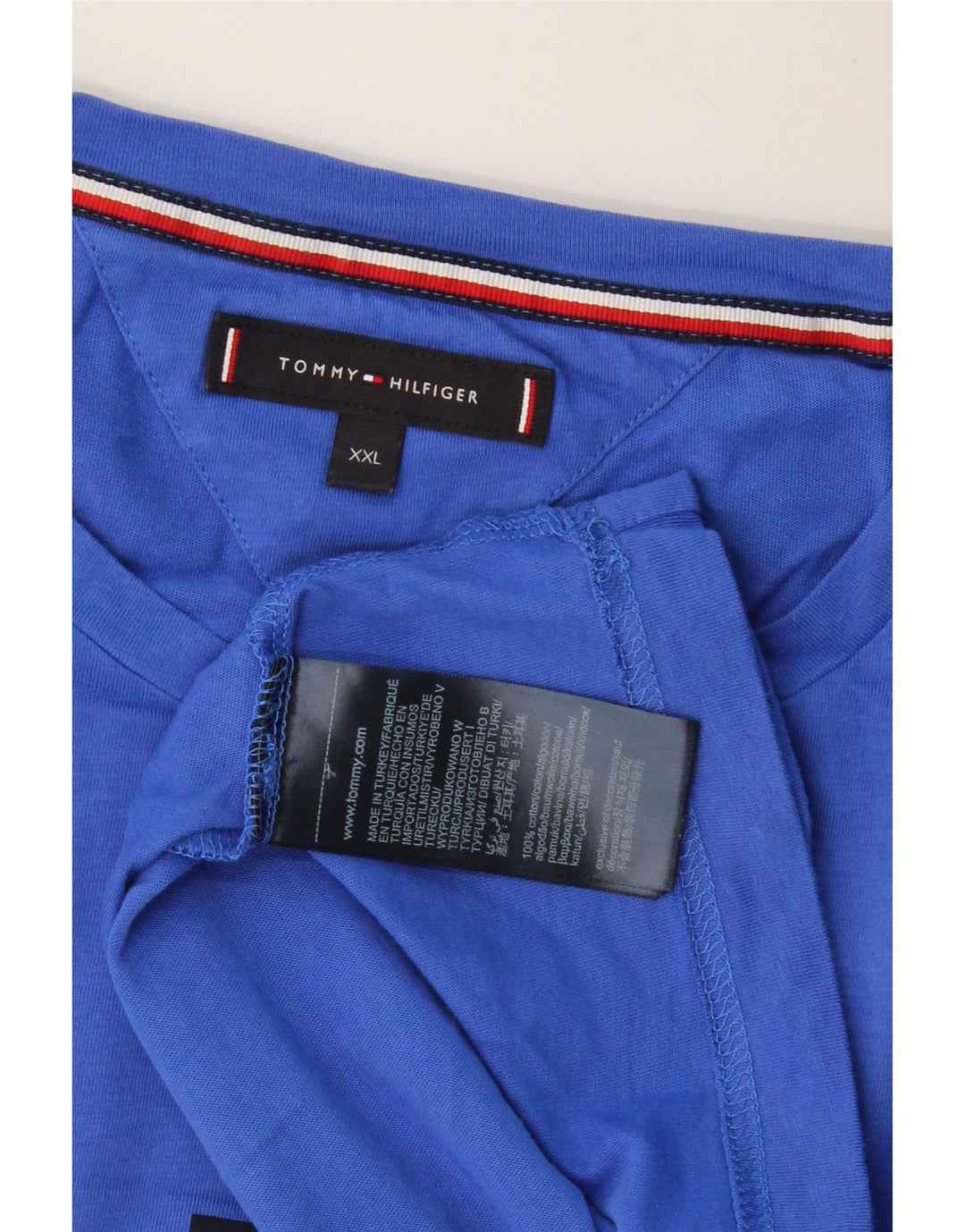 TOMMY HILFIGER Мужская футболка с рисунком Топ 2XL Синий Хлопок