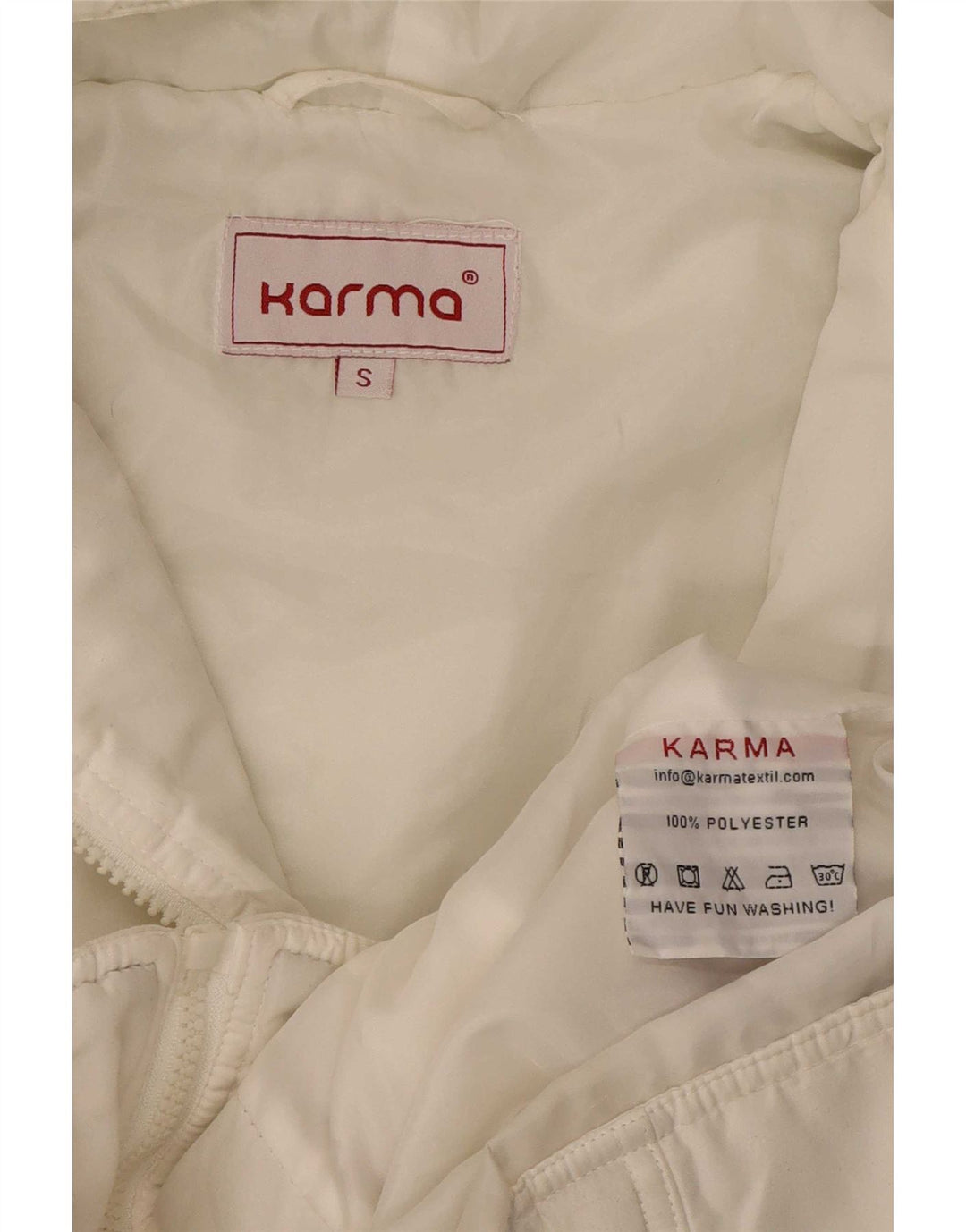 Женская стеганая куртка Karma с капюшоном UK 10, маленькая белая, полиэстер с цветными блоками